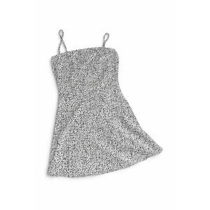 SHEIN White Black Polka Dot Ruched Back Dress w/ Tie Straps Size 4